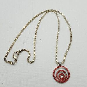 Ruby Red Faux Blue Silver 16" Chain